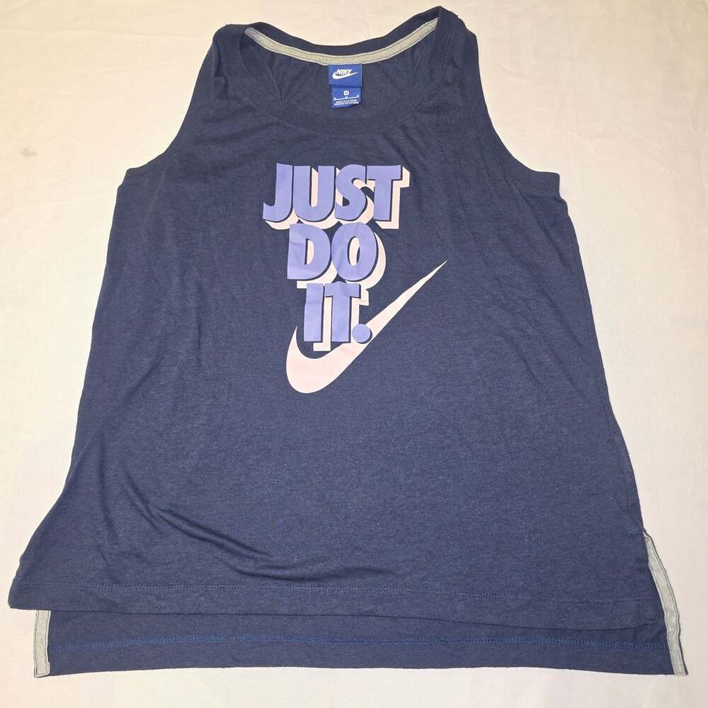 Nike Women's Just Do It Tank Top Size M Blue Athletic Retro Graphic Vest Top